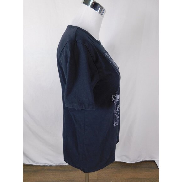 Dancing Skeleton Shirt Large Black White Graphic Tee Floral Cosmic Art - Picture 6 of 9